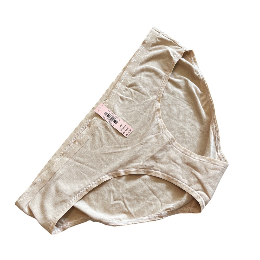 Victoria's Secret VTG 100% Cotton Signature Bikini Panty LARGE Nude Logo